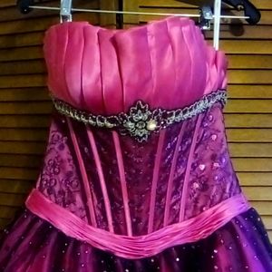 Anjali size 6 Prom dress Hot pink with black tool hand beaded
